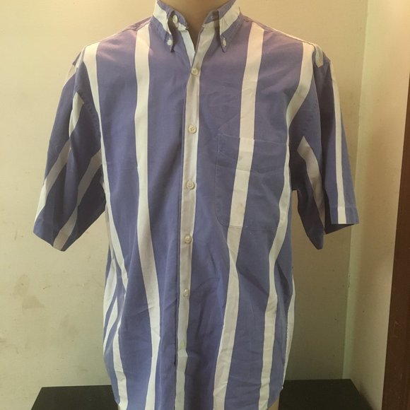 Men's Short Sleeve GAP Blue/White Striped Shirt - Picture 1 of 2